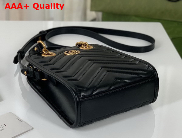 Gucci GG Marmont Matelasse Mini Bag in Black Matelasse Chevron Leather 696123 Replica