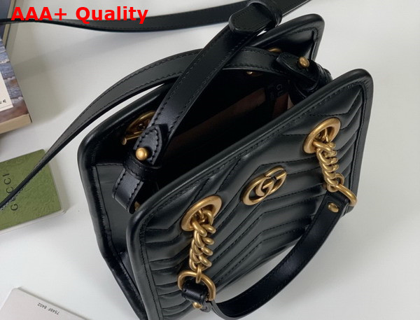 Gucci GG Marmont Matelasse Mini Bag in Black Matelasse Chevron Leather 696123 Replica