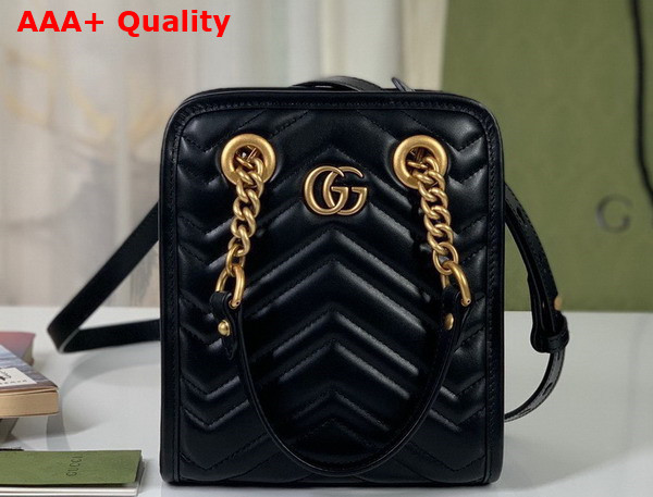 Gucci GG Marmont Matelasse Mini Bag in Black Matelasse Chevron Leather 696123 Replica