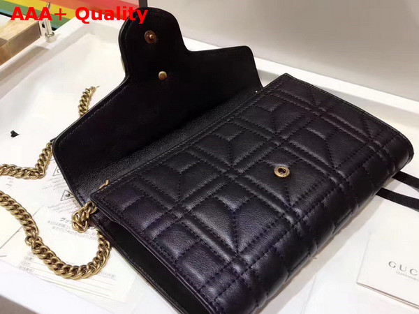 Gucci GG Marmont Matelasse Mini Bag in Black Matelasse Leather Double G Hardware Enriched with Pearls Replica