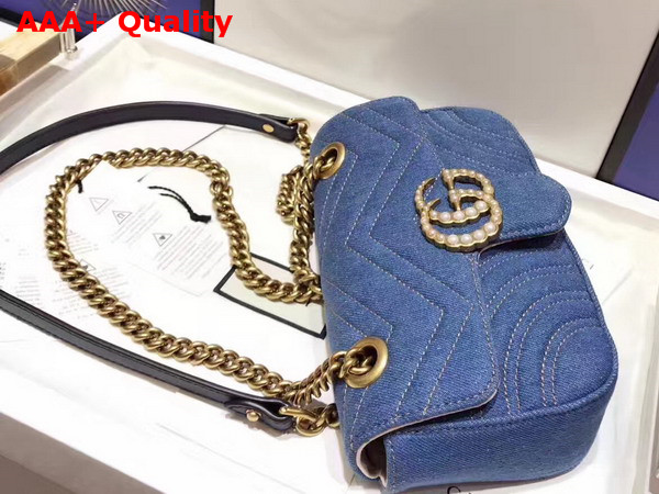 Gucci GG Marmont Matelasse Mini Bag in Blue Denim Replica