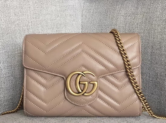 Gucci GG Marmont Matelasse Mini Bag in Dusty Pink Leather