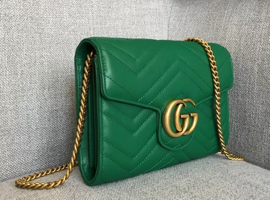 Gucci GG Marmont Matelasse Mini Bag in Green Leather