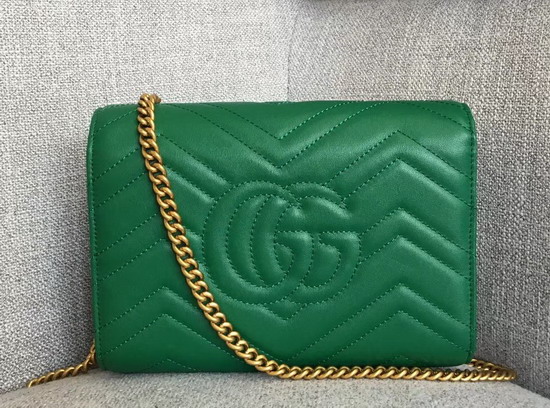 Gucci GG Marmont Matelasse Mini Bag in Green Leather