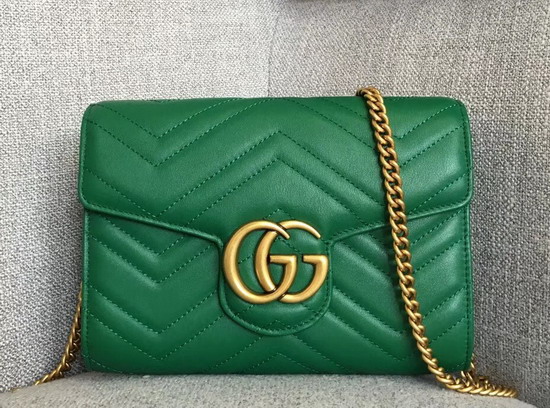 Gucci GG Marmont Matelasse Mini Bag in Green Leather