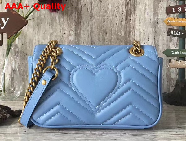 Gucci GG Marmont Matelasse Mini Bag in Light Blue Leather Replica