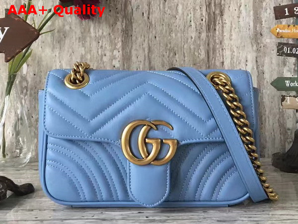 Gucci GG Marmont Matelasse Mini Bag in Light Blue Leather Replica