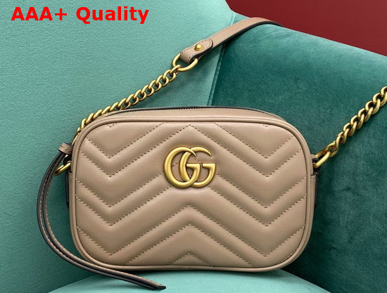 Gucci GG Marmont Matelasse Mini Bag in Nude Leather 448065 Replica