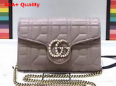 Gucci GG Marmont Matelasse Mini Bag in Nude Matelasse Leather Double G Hardware Enriched with Pearls Replica