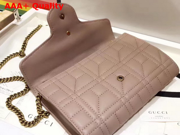 Gucci GG Marmont Matelasse Mini Bag in Nude Matelasse Leather Double G Hardware Enriched with Pearls Replica