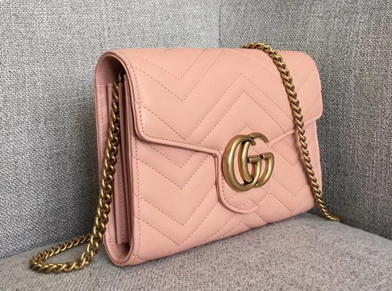 Gucci GG Marmont Matelasse Mini Bag in Pink Real Leather