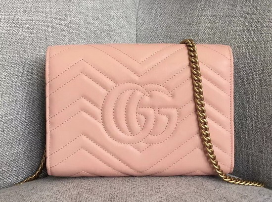 Gucci GG Marmont Matelasse Mini Bag in Pink Real Leather