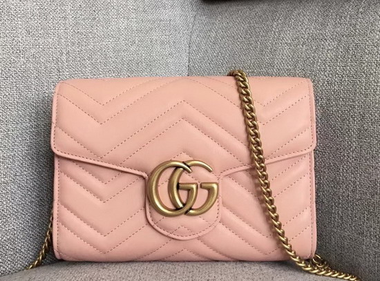 Gucci GG Marmont Matelasse Mini Bag in Pink Real Leather