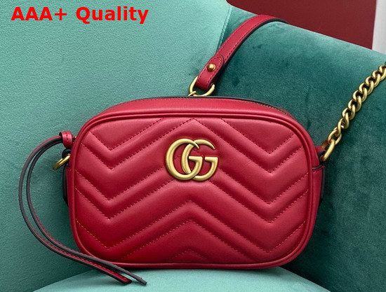 Gucci GG Marmont Matelasse Mini Bag in Red Leather 448065 Replica