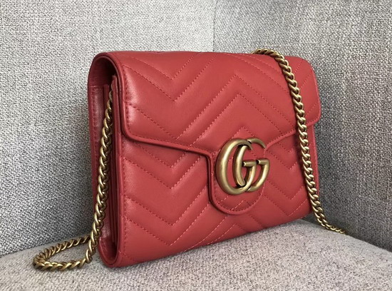 Gucci GG Marmont Matelasse Mini Bag in Red Real Leather