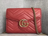 Gucci GG Marmont Matelasse Mini Bag in Red Real Leather