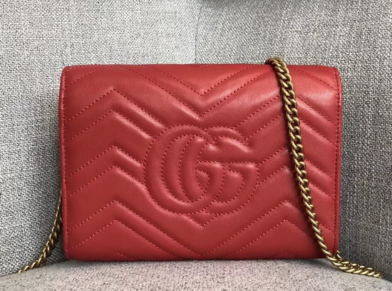 Gucci GG Marmont Matelasse Mini Bag in Red Real Leather