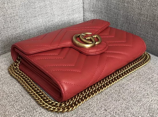 Gucci GG Marmont Matelasse Mini Bag in Red Real Leather