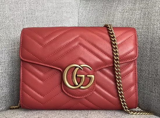 Gucci GG Marmont Matelasse Mini Bag in Red Real Leather