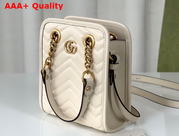 Gucci GG Marmont Matelasse Mini Bag in White Matelasse Chevron Leather 696123 Replica