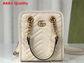 Gucci GG Marmont Matelasse Mini Bag in White Matelasse Chevron Leather 696123 Replica