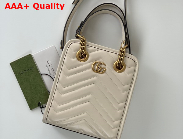 Gucci GG Marmont Matelasse Mini Bag in White Matelasse Chevron Leather 696123 Replica