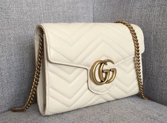 Gucci GG Marmont Matelasse Mini Bag in White Real Leather