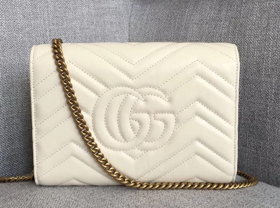 Gucci GG Marmont Matelasse Mini Bag in White Real Leather