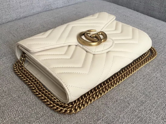 Gucci GG Marmont Matelasse Mini Bag in White Real Leather