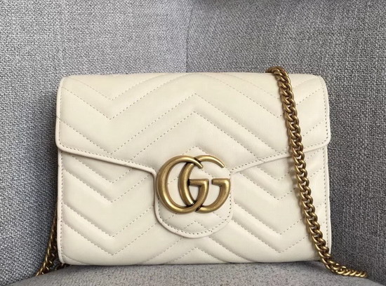 Gucci GG Marmont Matelasse Mini Bag in White Real Leather