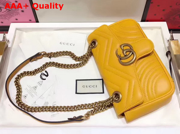 Gucci GG Marmont Matelasse Mini Bag in Yellow Leather Replica