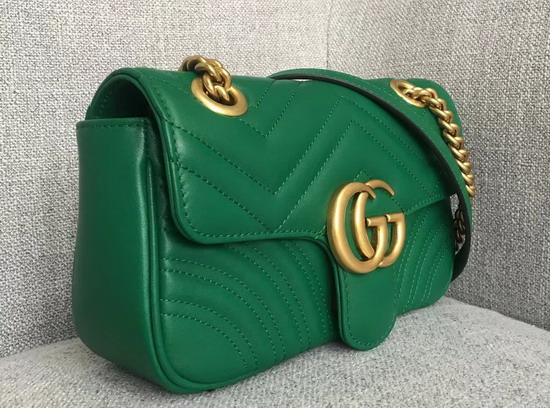 Gucci GG Marmont Matelasse Mini Shoulder Bag in Green Real Leather