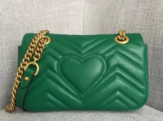 Gucci GG Marmont Matelasse Mini Shoulder Bag in Green Real Leather