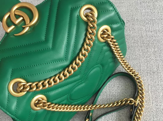 Gucci GG Marmont Matelasse Mini Shoulder Bag in Green Real Leather