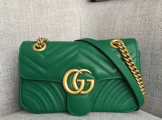 Gucci GG Marmont Matelasse Mini Shoulder Bag in Green Real Leather