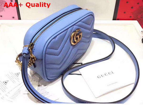 Gucci GG Marmont Matelasse Mini Shoulder Bag in Light Blue Leather Replica