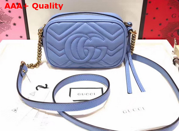 Gucci GG Marmont Matelasse Mini Shoulder Bag in Light Blue Leather Replica