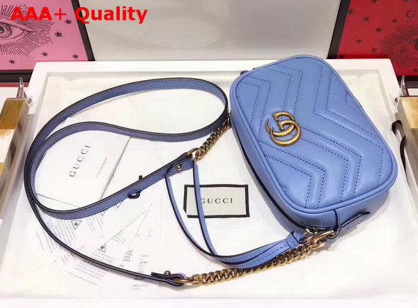 Gucci GG Marmont Matelasse Mini Shoulder Bag in Light Blue Leather Replica