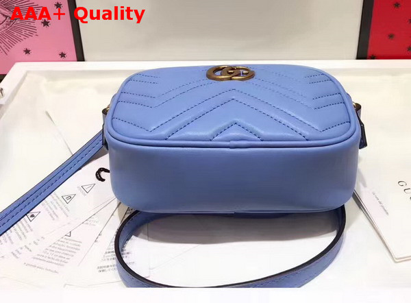 Gucci GG Marmont Matelasse Mini Shoulder Bag in Light Blue Leather Replica