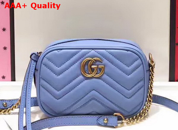 Gucci GG Marmont Matelasse Mini Shoulder Bag in Light Blue Leather Replica