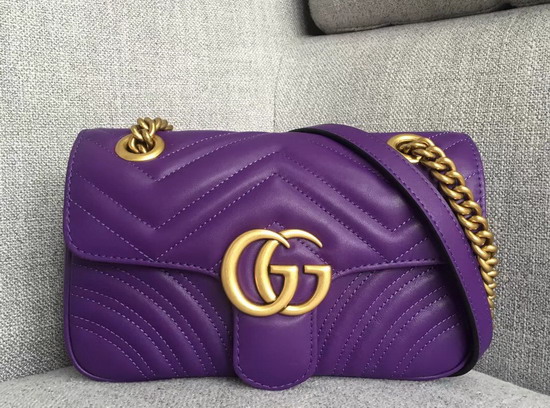 Gucci GG Marmont Matelasse Mini Shoulder Bag in Purple