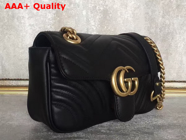 Gucci GG Marmont Matelasse Shoulder Bag in Black Calfskin Replica