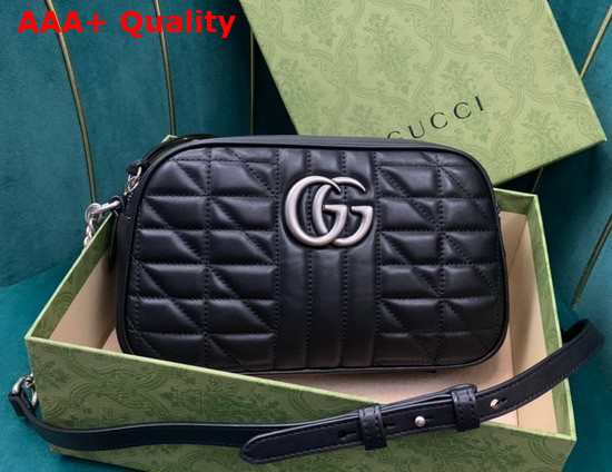 Gucci GG Marmont Matelasse Shoulder Bag in Black Leather 447632 Replica