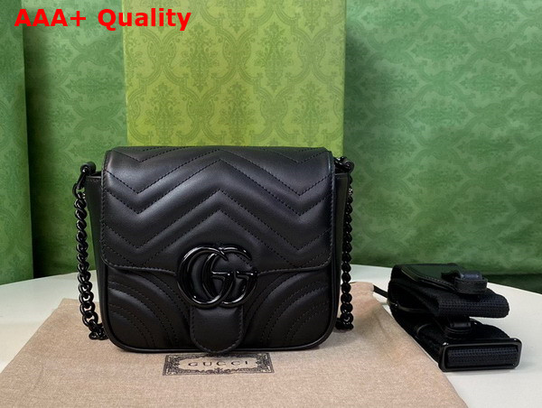 Gucci GG Marmont Matelasse Shoulder Bag in Black Leather 739681 Replica