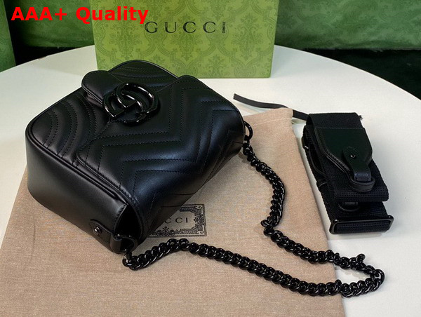 Gucci GG Marmont Matelasse Shoulder Bag in Black Leather 739681 Replica