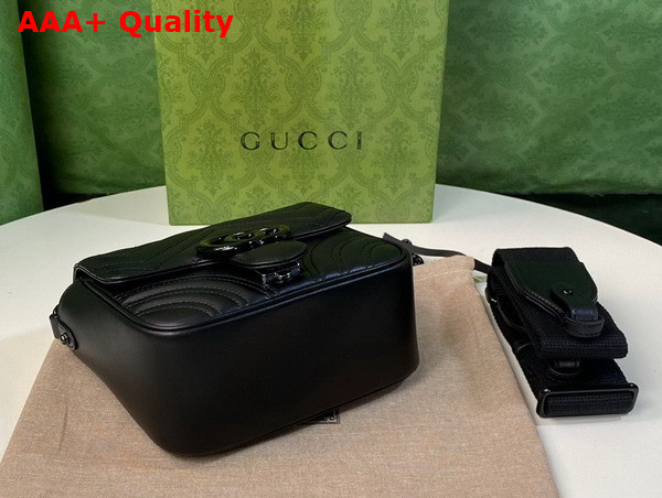 Gucci GG Marmont Matelasse Shoulder Bag in Black Leather 739681 Replica