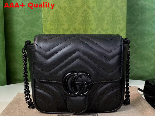 Gucci GG Marmont Matelasse Shoulder Bag in Black Leather 739681 Replica