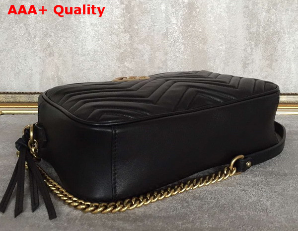 Gucci GG Marmont Matelasse Shoulder Bag in Black Matelasse Chevron Leather Replica