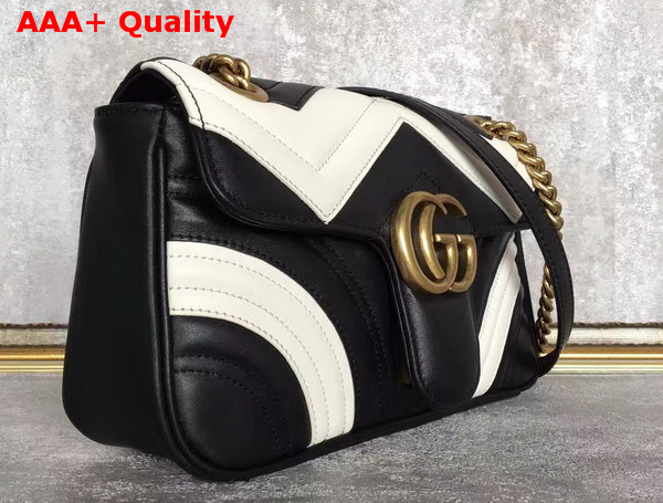 Gucci GG Marmont Matelasse Shoulder Bag in Black and White Leather Replica