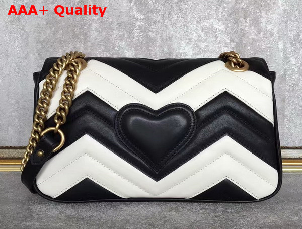 Gucci GG Marmont Matelasse Shoulder Bag in Black and White Leather Replica